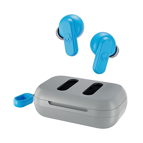 Skullcandy Dime 2 In-Ear Wireless-Kopfhörer, 12 Std. Akkulaufzeit, Mikro, kompatibel mit iPhone, Android und Bluetooth-Geräten - Grau/Blau von Skullcandy