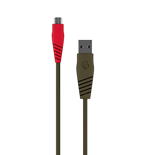 Skullcandy Line Rundes Ladekabel für USB-A zu Micro-USB - Länge 1,2 m - Verstärktes Kabel mit zusätzlicher Flexibilität - Red/Moss von Skullcandy