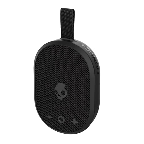 Skullcandy Ounce+ Wireless tragbarer Bluetooth-Lautsprecher, Wasserdicht (IPX7), 16 Stunden Akkulaufzeit, True-Wireless-Stereo mit integriertem Trageriemen für Reisen und Outdoor-Einsätze – Schwarz von Skullcandy