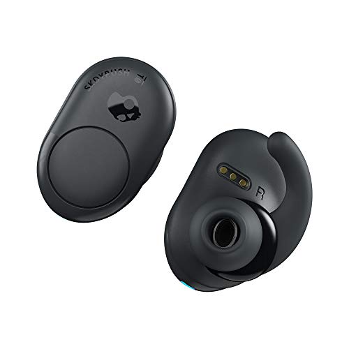 Skullcandy Push True-Wireless-Kopfhörer, In-Ear-Bluetooth mit Mikrofon, Reichweite 10 m, 12 Stunden Akkulaufzeit mit Ladeetui, FitFin-Gelaufsätze aus Silikon für Sicheren Halt, Dunkelgrau von Skullcandy