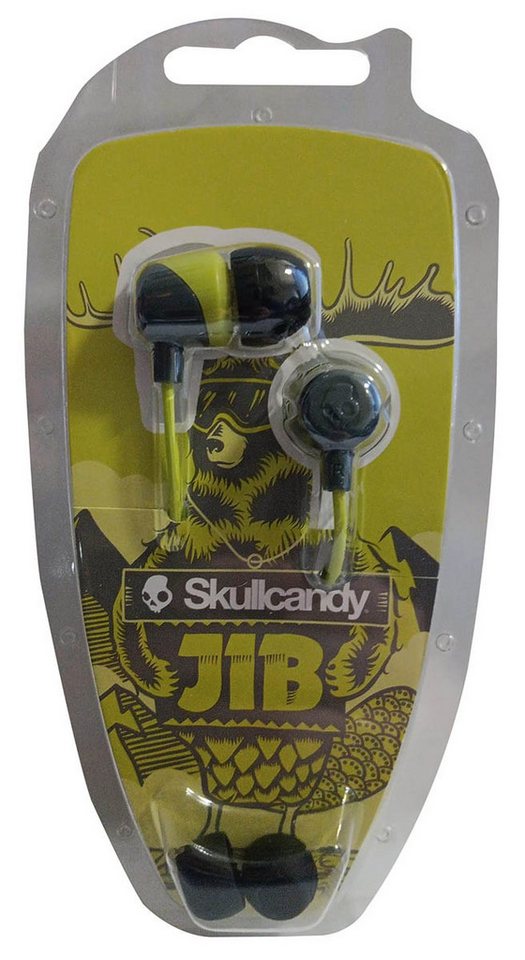Skullcandy Skullcandy Jib In-Ear Kopfhörer - Grau/Hot Lime, Headset für Handys, L In-Ear-Kopfhörer (Sound Isolation, Jib In-Ear Kopfhörer mit Ohrstöpseln) von Skullcandy
