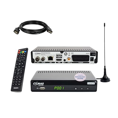 COMAG SL65T2 DVB-T2 Receiver, Freenet TV (Private Sender in HD), PVR Ready, Full-HD 1080p, SCART, Mediaplayer, USB 2.0, 12V tauglich, 2m HDMI Kabel und Antenne von Sky Vision