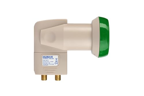 HUMAX Green Power Twin-LNB, 2 Teilnehmer, Satelliten universal LNB, Stromsparend, 2-Fach, LTE-Filter, Wetterschutzgehäuse, vergoldete F-Buchsen, digitales Fernsehen in HD, Full HD, 4K UHD von Sky Vision