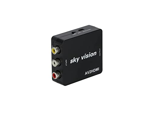 SKY VISION Adapter RCA zu HDMI, AV/RCA/FBAS auf HDMI, Video Audio Konverter, 1080P, PS2, Wii N64, Unterstützt PAL/NTSC, Plug and Play, schwarz von Sky Vision