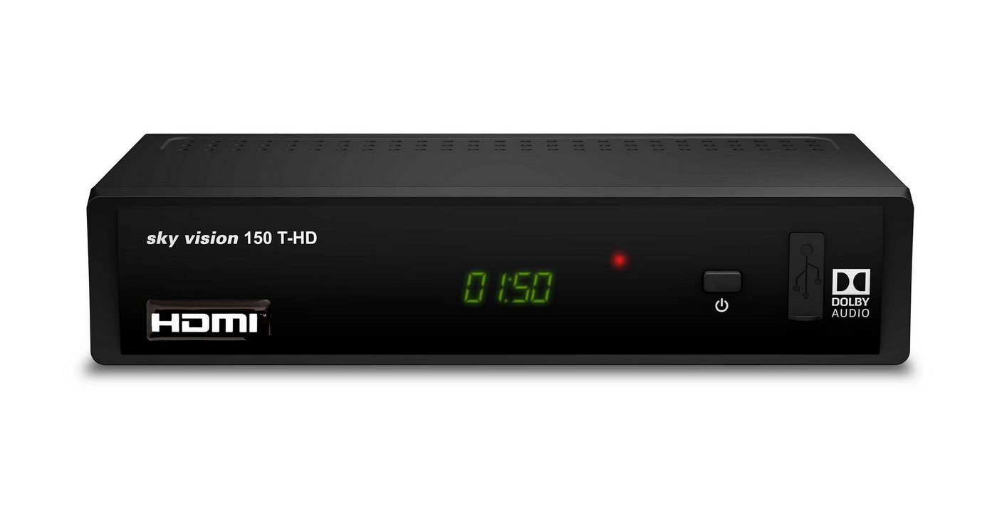 Sky Vision 150 T DVB-T2 HD Receiver (1080p Full HD, USB, HDMI, SCART, Coaxial) von Sky Vision