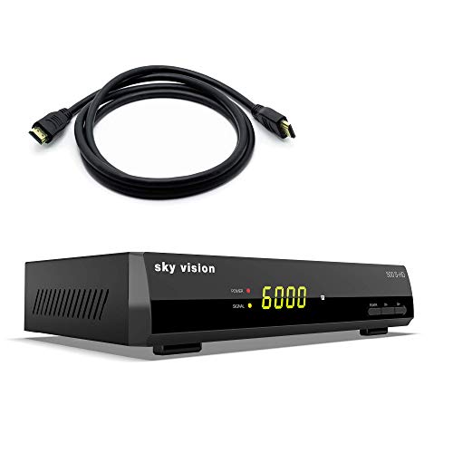 Sky Vision Digitaler SAT Receiver HD 500 S-HD + 3m HDMI Kabel - HDMI Receiver für Sat, Digitaler Satelliten Receiver HD mit DVB-S2, Sat Receiver HDMI & SCART, HD Satellitenreceiver für SAT-HDTV von Sky Vision