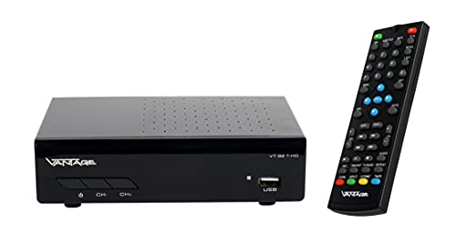 Sky Vision VT-92 DVB-T/T2 Reciever, Empfang Aller freien SD und HD DVB-T2 Sender, Digital, Full-HD 1080p, HDMI, SCART, Mediaplayer, USB 2.0, schwarz von Sky Vision
