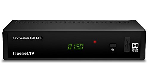 Sky vision 150 T-HD – DVB-T2 Receiver (Digitaler HD Empfänger, freenet TV, Antennen-Receiver, HEVC H.265 Decoder, HDMI, USB 2.0, LAN, SCART, DOLBY DIGITAL PLUS), Schwarz von Sky Vision
