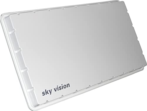 sky vision Flat H39 DS SAT Flachantenne (Flache Satellitenschüssel für 2 Teilnehmer, mit Twin-LNB) - SAT Antenne flach mit Halterung für Wand oder Mast, ersetzt SAT Schüssel 60 cm, weiß von Sky Vision