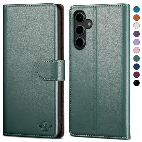 SkyDuck für Samsung Galaxy A25 hülle PU Leder[RFID-Schutz]handyhülle für Samsung Galaxy A25 Klapphülle Kartenfach mit 1 Gehärtetes Glas Schutzfolie,stoßfestes Handy hülle für Samsung A25 Case,Hellgrün von SkyDuck