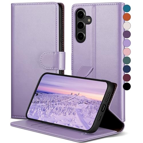 SkyDuck für Samsung Galaxy A54 hülle PU Leder[RFID-Schutz] handyhülle für Samsung A54 Klapphülle Kartenfach mit 1 Gehärtetes Glas Schutzfolie,stoßfestes Handy hülle für Samsung A54 Case,Flieder Lila von SkyDuck