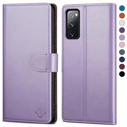 SkyDuck für Samsung Galaxy S20 FE hülle PU Leder[RFID-Schutz] handyhülle für Samsung S20 FE Klapphülle Kartenfach mit 1 Gehärtetes Glas Schutzfolie,stoßfestes Handy hülle für S20 FE Case,Flieder Lila von SkyDuck