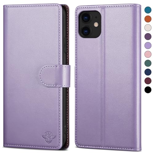 SkyDuck für iPhone 11 6.1" hülle PU Leder[RFID-Schutz] handyhülle für iPhone 11 6.1" Klapphülle Kartenfach mit 1 Gehärtetes Glas Schutzfolie,stoßfestes Handy hülle für iPhone 11 Case,Flieder Lila von SkyDuck