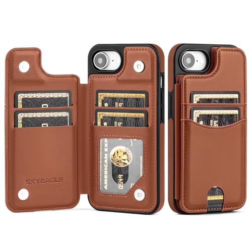 SkyEagle Kompatibel mit iPhone 16e, Brieftaschen-Schutzhülle mit Kartenhalter, PU-Leder, RFID-blockierend, stoßfest, Klapphülle, Kreditkartenfächer, Ständer, für Herren und Damen, Braun SkyEagle Kompatibel mit iPhone 16e, Brieftaschen-Schutzhülle mit Kartenhalter, PU-Leder, RFID-blockierend, stoßfest, Klapphülle, Kreditkartenfächer, Ständer, für Herren und Damen, Braun von SkyEagle