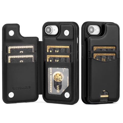 SkyEagle Kompatibel mit iPhone 16e, Brieftaschen-Schutzhülle mit Kartenhalter, PU-Leder, RFID-blockierend, stoßfest, Klapphülle mit Kreditkartenfächern, Ständer, für Herren und Damen, Schwarz SkyEagle Kompatibel mit iPhone 16e, Brieftaschen-Schutzhülle mit Kartenhalter, PU-Leder, RFID-blockierend, stoßfest, Klapphülle mit Kreditkartenfächern, Ständer, für Herren und Damen, Schwarz von SkyEagle