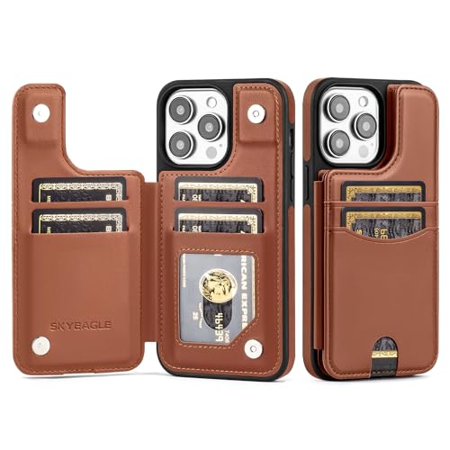 SkyEagle Schutzhülle für iPhone 14 Pro Max mit Kartenhalter, PU-Leder, RFID-blockierend, stoßfest, Klapphülle mit Kreditkartenfächern, Ständer, für Damen und Herren, Braun SkyEagle Schutzhülle für iPhone 14 Pro Max mit Kartenhalter, PU-Leder, RFID-blockierend, stoßfest, Klapphülle mit Kreditkartenfächern, Ständer, für Damen und Herren, Braun von SkyEagle