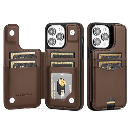 SkyEagle Schutzhülle für iPhone 14 Pro Max mit Kartenhalter, PU-Leder, RFID-blockierend, stoßfest, Klapphülle mit Kreditkartenfächern, Ständer, für Damen und Herren, Kaffeebraun SkyEagle Schutzhülle für iPhone 14 Pro Max mit Kartenhalter, PU-Leder, RFID-blockierend, stoßfest, Klapphülle mit Kreditkartenfächern, Ständer, für Damen und Herren, Kaffeebraun von SkyEagle