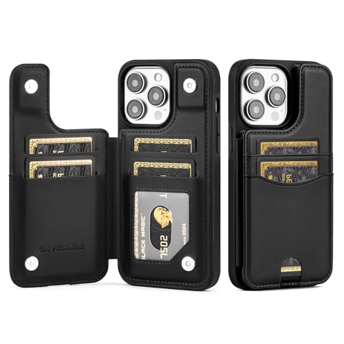 SkyEagle Schutzhülle für iPhone 14 Pro Max mit Kartenhalter, PU-Leder, RFID-blockierend, stoßfest, Klapphülle mit Kreditkartenfächern, Ständer, für Damen und Herren, Schwarz SkyEagle Schutzhülle für iPhone 14 Pro Max mit Kartenhalter, PU-Leder, RFID-blockierend, stoßfest, Klapphülle mit Kreditkartenfächern, Ständer, für Damen und Herren, Schwarz von SkyEagle