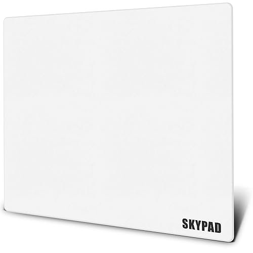 SkyPAD Glas 3.0 XL Gaming Mauspad mit Text Logo | Professionelle Große Mausmatte | 400 x 500 mm | Weiß | Spezielle Glasoberfläche mit Verbesserter Präzision Und Geschwindigkeit von SkyPAD