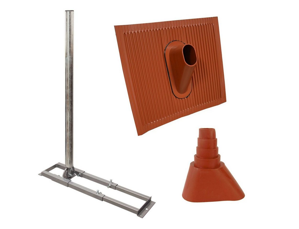 SkyRevolt Aufsparrenhalter 1m Mast Stahl Dachsparrenhalter ALU-Ziegel Tülle rot SAT-Halterung SkyRevolt Aufsparrenhalter 1m Mast Stahl Dachsparrenhalter ALU-Ziegel Tülle rot SAT-Halterung von SkyRevolt