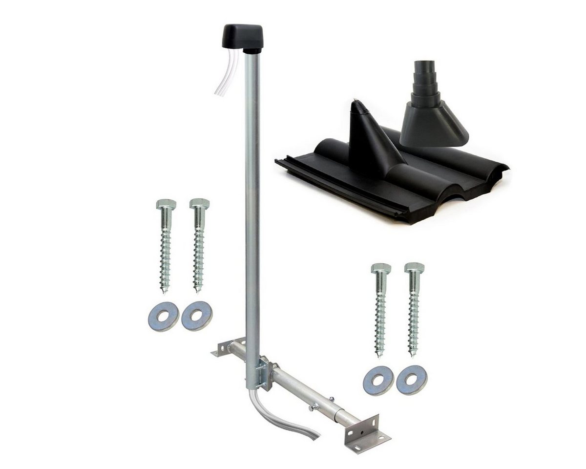 SkyRevolt Dachsparrenhalter 120cm Frankfurter Tülle schwarz Mastkappe Schrauben SAT-Halterung SkyRevolt Dachsparrenhalter 120cm Frankfurter Tülle schwarz Mastkappe Schrauben SAT-Halterung von SkyRevolt