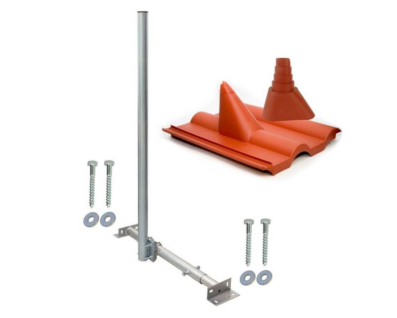 SkyRevolt Dachsparrenhalter 120cm Mast 48mm Frankfurter Tülle rot Schrauben SAT-Halterung von SkyRevolt