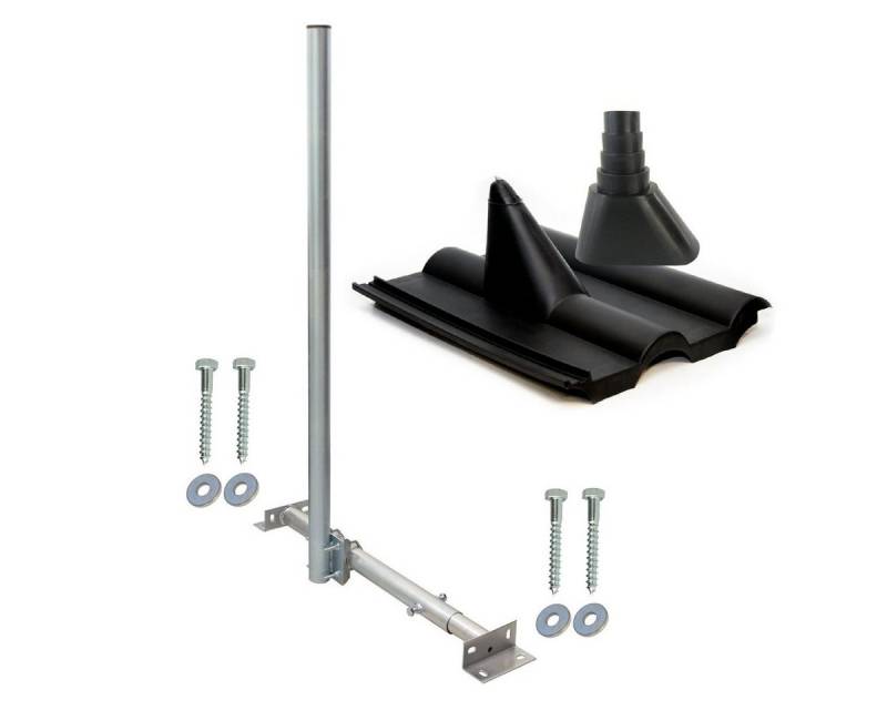 SkyRevolt SAT-Halterung Dachsparrenhalter 120cm Mast 48mm Frankfurter Tülle schwarz Schrauben von SkyRevolt