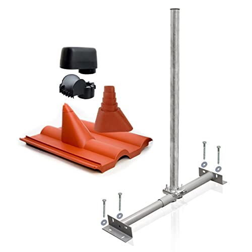 SkyRevolt Dachsparrenhalter Satellitenschüssel Montage Set Sparrenhalter 60mm Mast Frankfurter SAT Ziegel rot Mastkappe SkyRevolt Dachsparrenhalter Satellitenschüssel Montage Set Sparrenhalter 60mm Mast Frankfurter SAT Ziegel rot Mastkappe von SkyRevolt