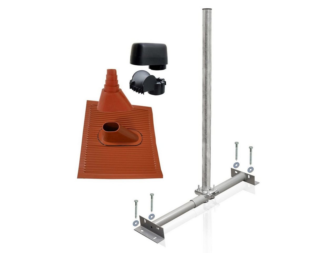 SkyRevolt Dachsparrenhalter Set 1m Mast 60mm Alu-Ziegel rot Mastkappe SAT-Halterung SkyRevolt Dachsparrenhalter Set 1m Mast 60mm Alu-Ziegel rot Mastkappe SAT-Halterung von SkyRevolt