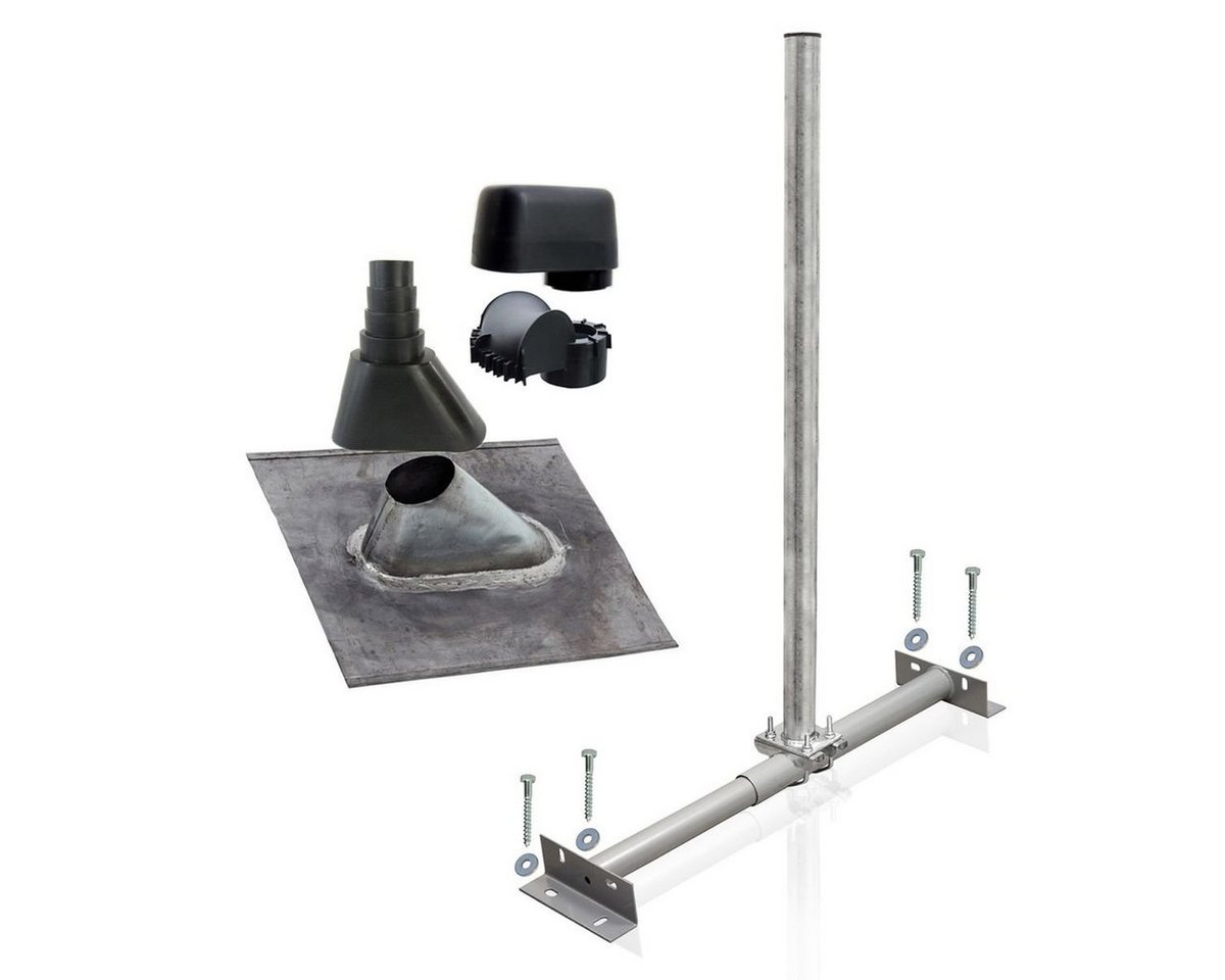 SkyRevolt Dachsparrenhalter Set 1m Mast 60mm Blei-Ziegel Manschette Mastkappe SAT-Halterung SkyRevolt Dachsparrenhalter Set 1m Mast 60mm Blei-Ziegel Manschette Mastkappe SAT-Halterung von SkyRevolt