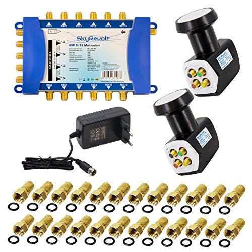 SkyRevolt Multischalter 9/12 Set 2X Quattro LNB 24x F-Stecker 2 SAT für 12 Anschlüsse Satverteiler Digital HDTV FullHD 4K UHD 8K SkyRevolt Multischalter 9/12 Set 2X Quattro LNB 24x F-Stecker 2 SAT für 12 Anschlüsse Satverteiler Digital HDTV FullHD 4K UHD 8K von SkyRevolt