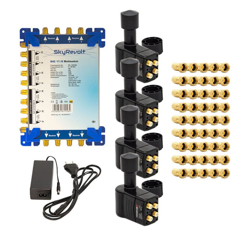 SkyRevolt SAT-Multischalter 17/8 Multiswitch 4 SAT Multischalter 4x Multifeed 3° Slim Quattro LNB SkyRevolt SAT-Multischalter 17/8 Multiswitch 4 SAT Multischalter 4x Multifeed 3° Slim Quattro LNB von SkyRevolt