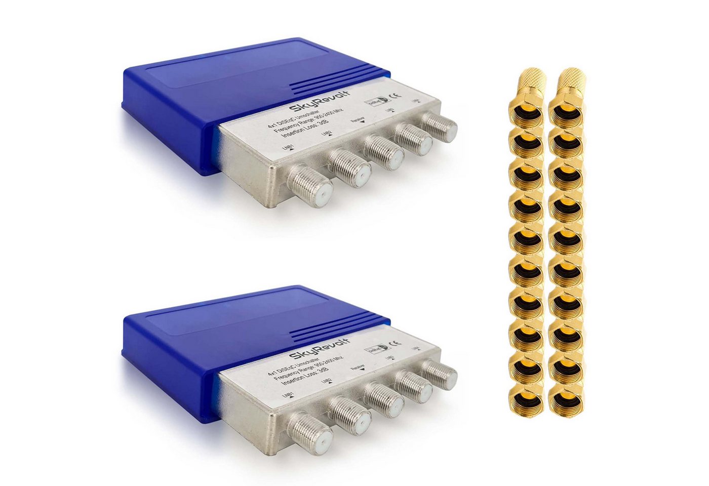 SkyRevolt SAT-Verteiler 2x DiSEqC Schalter 4/1 SAT Umschalter Wetterschutz 20x F-Stecker SkyRevolt SAT-Verteiler 2x DiSEqC Schalter 4/1 SAT Umschalter Wetterschutz 20x F-Stecker von SkyRevolt