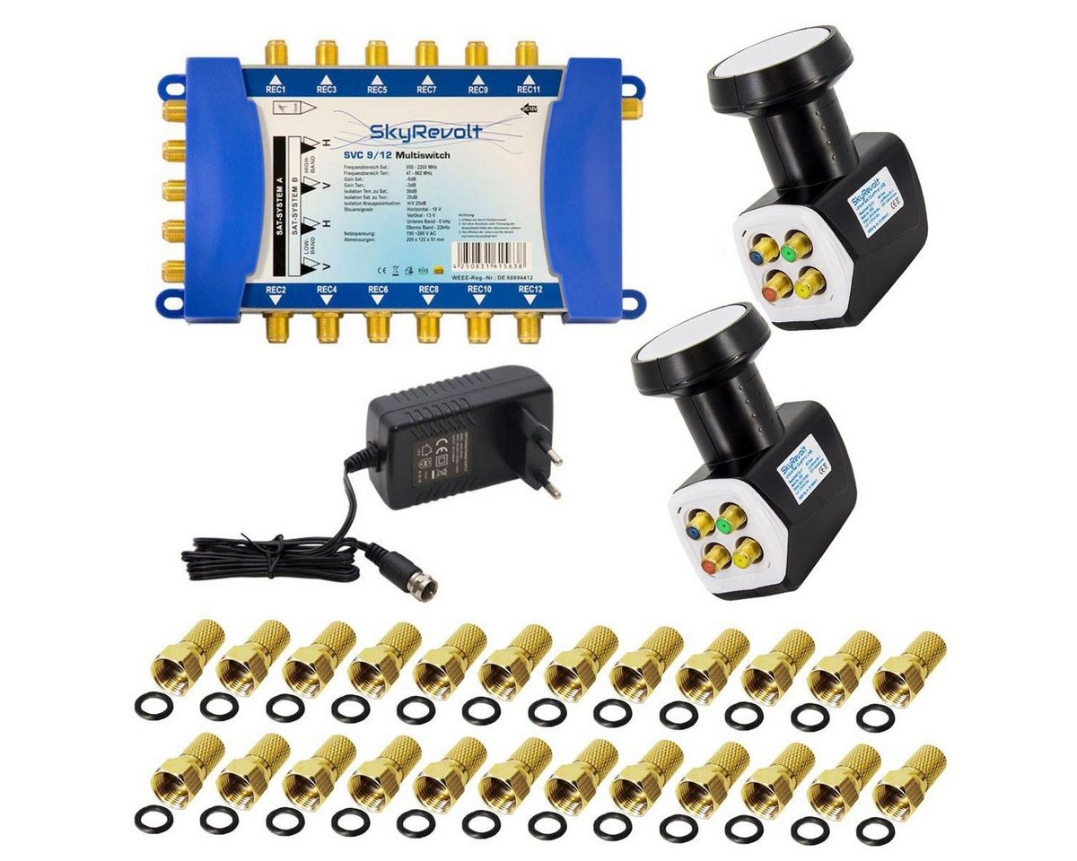 SkyRevolt SAT-Multischalter Multischalter Set SVC 9/12 2x Quattro LNB 24x F-Stecker 12 Anschlüsse SkyRevolt SAT-Multischalter Multischalter Set SVC 9/12 2x Quattro LNB 24x F-Stecker 12 Anschlüsse von SkyRevolt