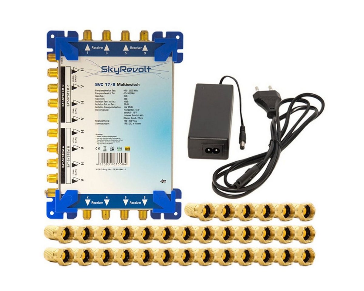SkyRevolt SAT-Multischalter SVC 17/8 Multiswitch 4 SAT 8 Anschlüsse Multischalter 32x F-Stecker SkyRevolt SAT-Multischalter SVC 17/8 Multiswitch 4 SAT 8 Anschlüsse Multischalter 32x F-Stecker von SkyRevolt