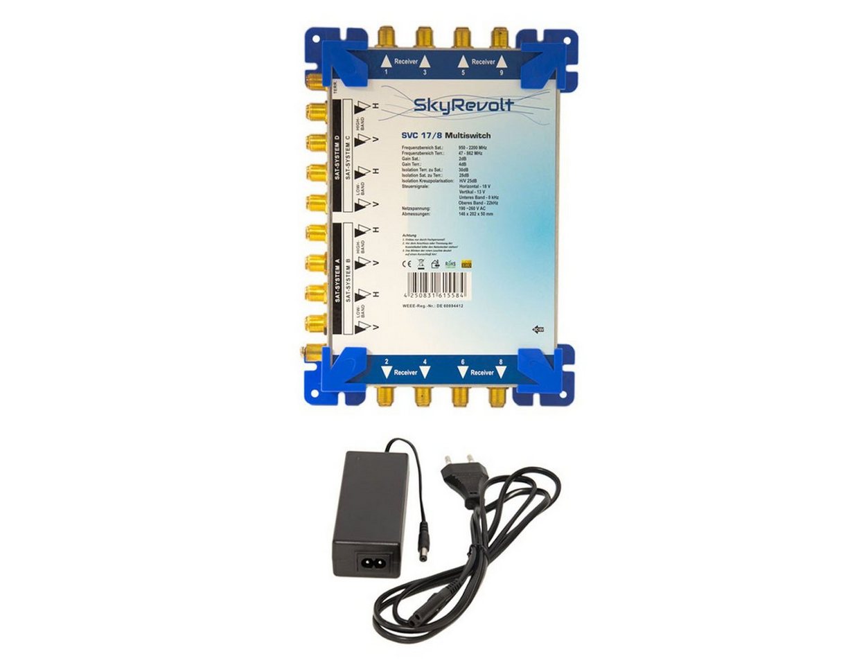 SkyRevolt SAT-Multischalter SVC 17/8 Multiswitch Netzteil Multischalter 4 SAT 8 Anschlüsse SkyRevolt SAT-Multischalter SVC 17/8 Multiswitch Netzteil Multischalter 4 SAT 8 Anschlüsse von SkyRevolt