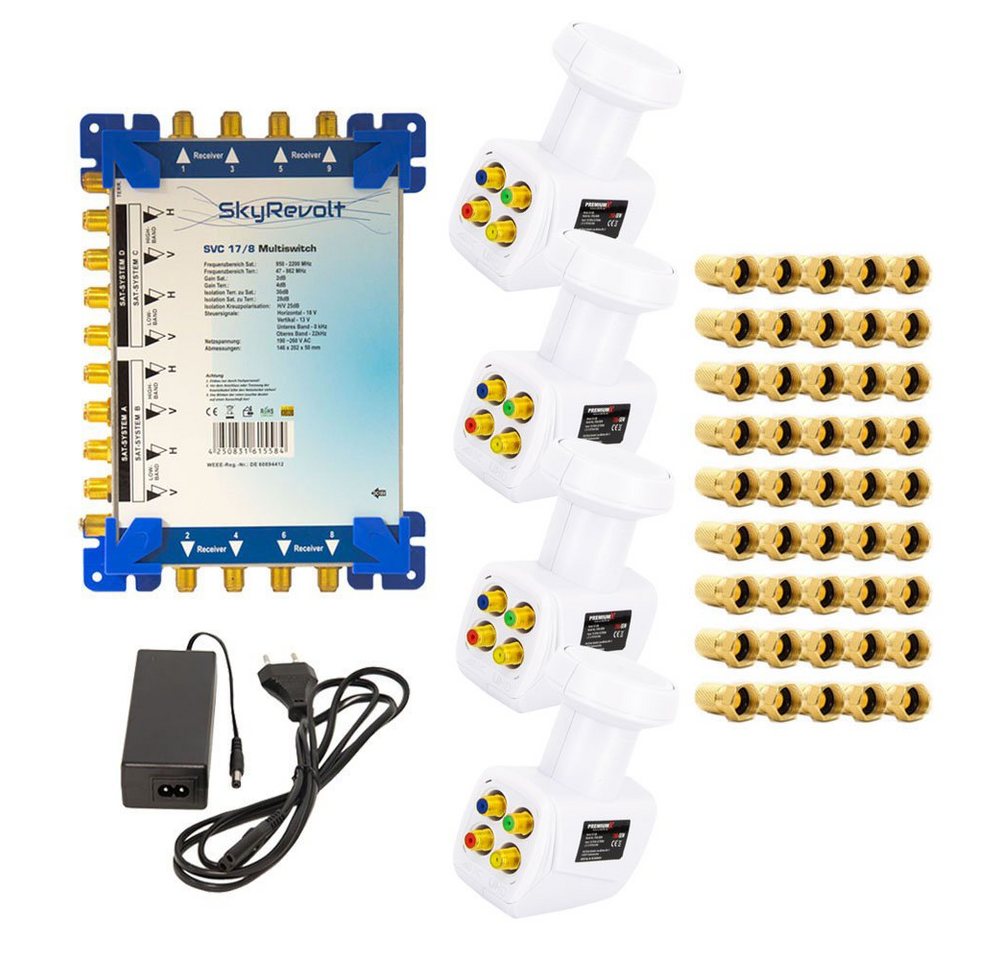SkyRevolt SAT-Multischalter SVC 17/8 Multiswitch SAT Multischalter 4x Quattro LNB 45x F-Stecker SkyRevolt SAT-Multischalter SVC 17/8 Multiswitch SAT Multischalter 4x Quattro LNB 45x F-Stecker von SkyRevolt