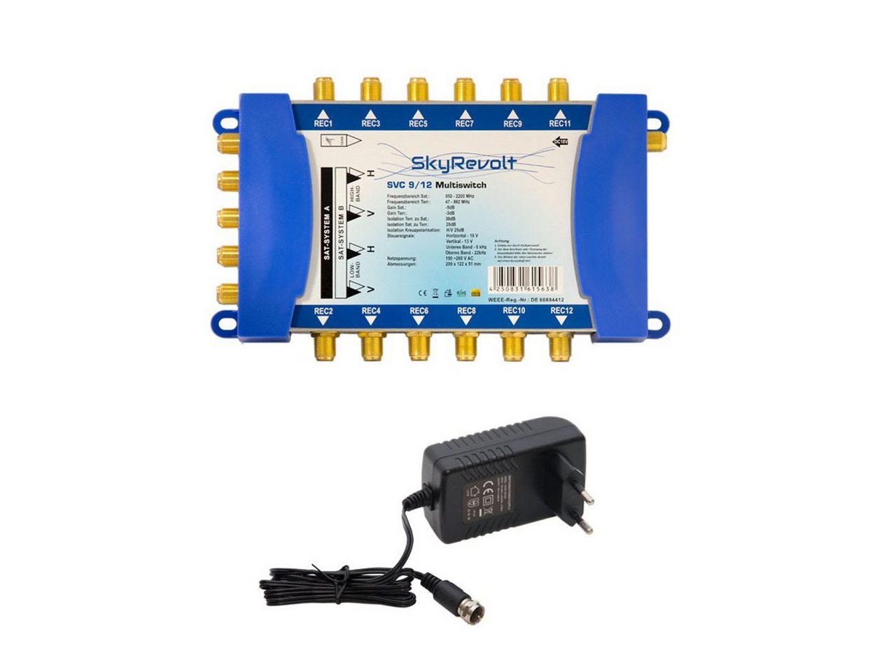 SkyRevolt SAT-Multischalter SVC 9/12 Multiswitch Netzteil Multischalter 2 SAT 12 Anschlüsse SkyRevolt SAT-Multischalter SVC 9/12 Multiswitch Netzteil Multischalter 2 SAT 12 Anschlüsse von SkyRevolt