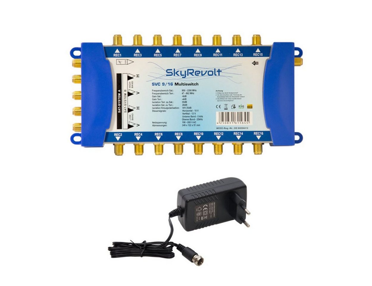 SkyRevolt SAT-Multischalter SVC 9/16 Multiswitch Netzteil Multischalter 2 SAT 16 Anschlüsse SkyRevolt SAT-Multischalter SVC 9/16 Multiswitch Netzteil Multischalter 2 SAT 16 Anschlüsse von SkyRevolt