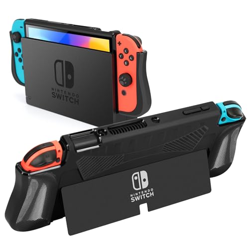 Dockable Case for Nintendo Switch OLED Case Cover with 2 Game Card Slots [Compatible with TV Dock] - TPU Nintendo Switch OLED Protective Soft Case with Ergonomic Grip Black von Skycase