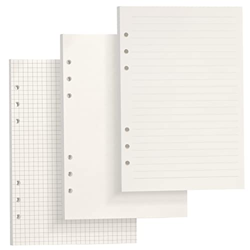 Skycase A5 Papier [3 Packungen],Refill Papier [135 Blatt/270 Seiten],6 Löcher Lose Blätter,Refill Leeres Papier,Nachfüllpapier für Filofax A5,Ringbücher,Notizen,Skizze,Einsätze (Blanko,Linie,Gitter) von Skycase