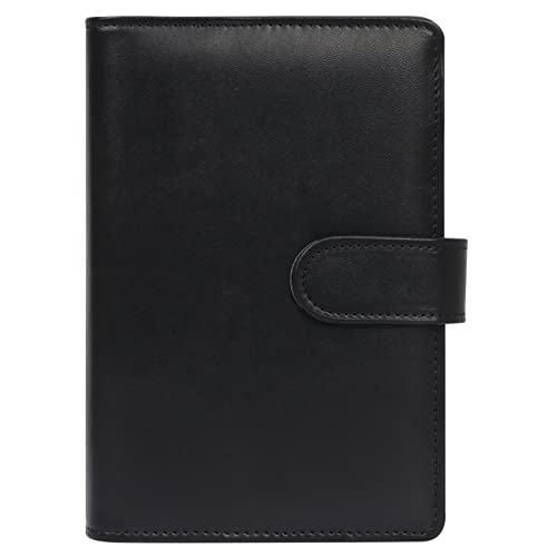 Skycase A6 Binder,6 Löcher Loseblatt Binder,A6 PU Leder Budget Binder,Loseblatt Notizbuch,Ringbuchordner Ringbinder Planer A6 Ordner Portfolio,Ringbuch DIN A6,Notebook Cover für A6 Füllpapier,Schwarz von Skycase