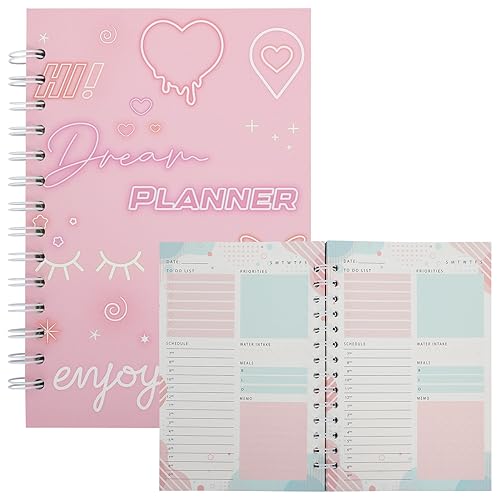 Skycase Tagesplaner a5 - notizbuch mit planer,Planer Notizbuch,Terminplaner A5,organizer notizbuch planer a5,Notizbuch mit To Do Liste Aufgabenliste Terminplaner Spiralblock 64 Blatt,Rosa von Skycase