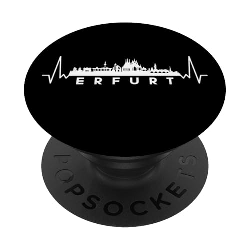 Herzschlag Skyline Deutschland Erfurt PopSockets mit austauschbarem PopGrip von Skyline-City-Vacation-Travel Accessory Gift Shirt