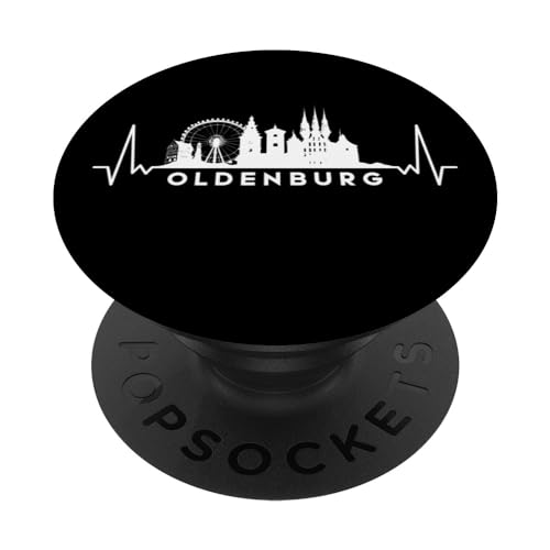 Herzschlag Skyline Deutschland Oldenburg PopSockets mit austauschbarem PopGrip von Skyline-City-Vacation-Travel Accessory Gift Shirt
