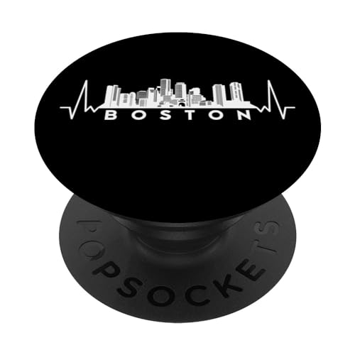 Herzschlag Skyline USA Boston PopSockets mit austauschbarem PopGrip von Skyline-City-Vacation-Travel Accessory Gift Shirt