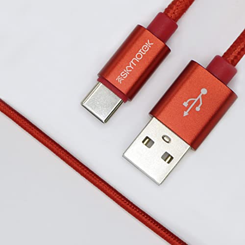 Skynotek USB auf Typ C USB-A 2.0 Kabel | Schnellladung und Datensynchronisation | Samsung S22 S21 Ultra S20 S10, Huawei, Xiaomi Redmi Note, LG | 1 Meter Nylon geflochten | Rot, 1 Stück von Skynotek