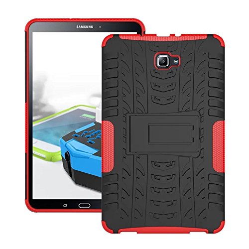 Skytar Custodia per Galaxy Tab A 10.1- Protezione in Silicone TPU + PC Duro Stand Cover per Samsung Galaxy Tab A 2016 SM-T580/T585 10.1 Pollici Tablet Custodia Case,Rosso von Skytar