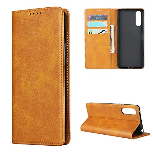 Copmob Schutzhülle für Sony Xperia 10 II, Premium Flip Brieftasche aus Leder, [3 Schlitze] [Standfunktion] [Magnetverschluss], Schutzhülle für Sony Xperia 10 II – Hellbraun von Skyvov