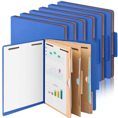 Skyygemm 12 Stück Presskarton-Klassifizierungsordner mit 3 Fächern, 5,1 cm Erweiterungen, strapazierfähig, 2 Zinken, für Standard-Medizin-Akten, Dokumente, Büroberichte (dunkelblau) von Skyygemm
